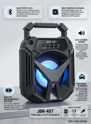 ⁦Portable Hi-Fi Bluetooth Speaker JBK-407⁩ - الصورة ⁦2⁩