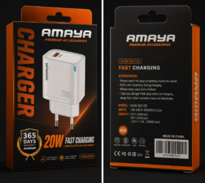 Product Description AMAYA 20W Fast Charging Adapter A compact and reliable wall charger designed for fast and efficient charging. It supports multiple charging modes and provides up to 20W of power, making it suitable for a wide range of compatible devices.