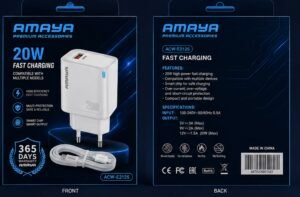 Product Description AMAYA 20W Fast Charging Adapter A compact and reliable wall charger designed for fast and efficient charging. It supports multiple charging modes and provides up to 20W of power, making it suitable for a wide range of compatible devices. - Image 3