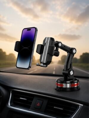 ⁦Product Vibekoko VH-S90 Car Phone Holder Universal suction-cup car phone holder with 360° rotation, adjustable arm, strong dual-layer suction, and compatibility with smartphones up to 6.7 inches.⁩ - الصورة ⁦2⁩